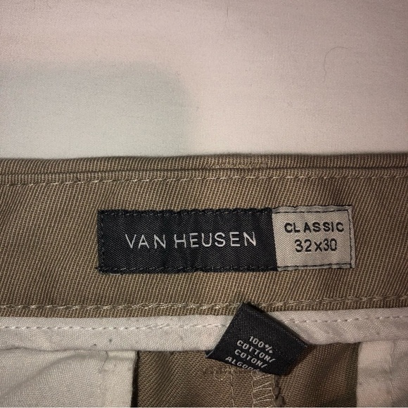 Cotton Khaki Mens Pants Size 32x30 Flat Front Van Heusen - Picture 3 of 5